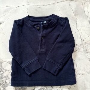 EUC Janie and Jack Navy Blue Boys’ Long Sleeve Top Cotton sz 12-18 months